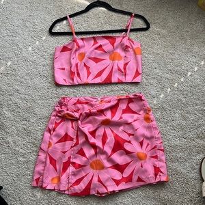 Pink and Orange Daisy tank and skort